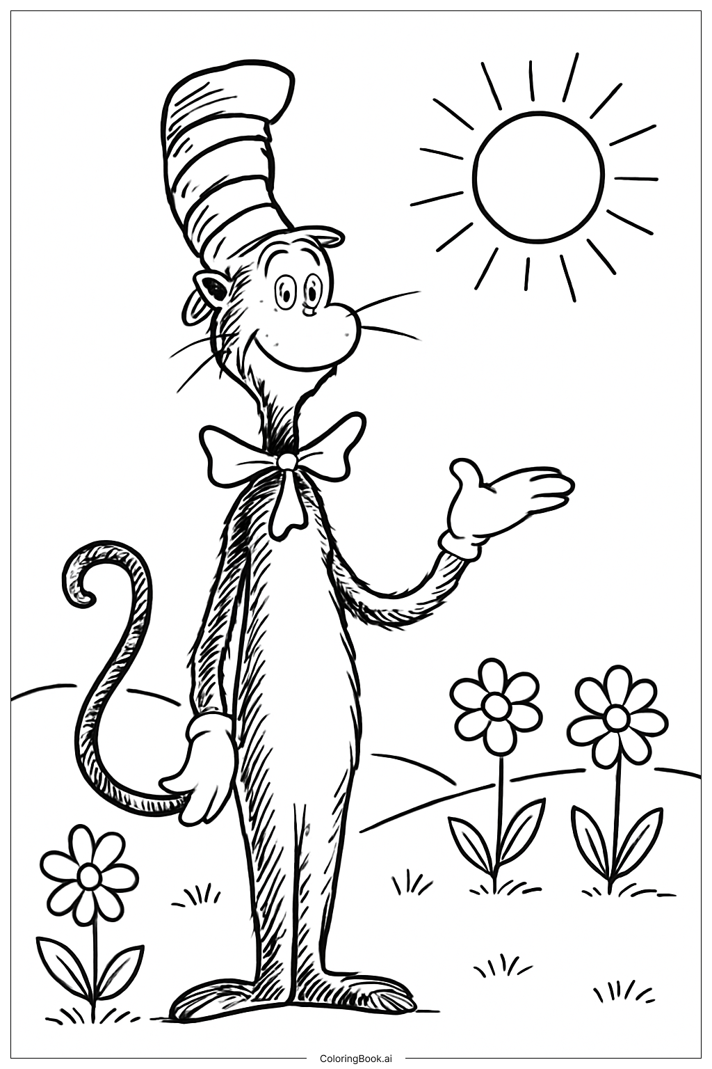  Cat In The Hat In Garden Coloring Page 