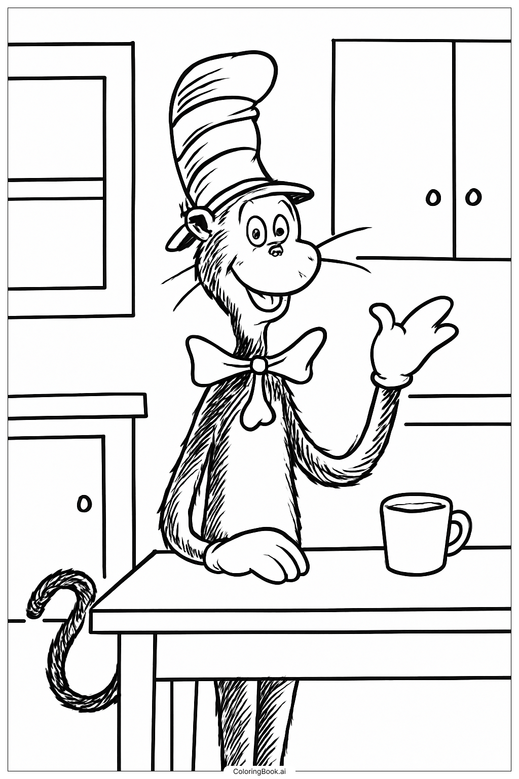  Cat In The Hat In Kitchen Coloring Page 