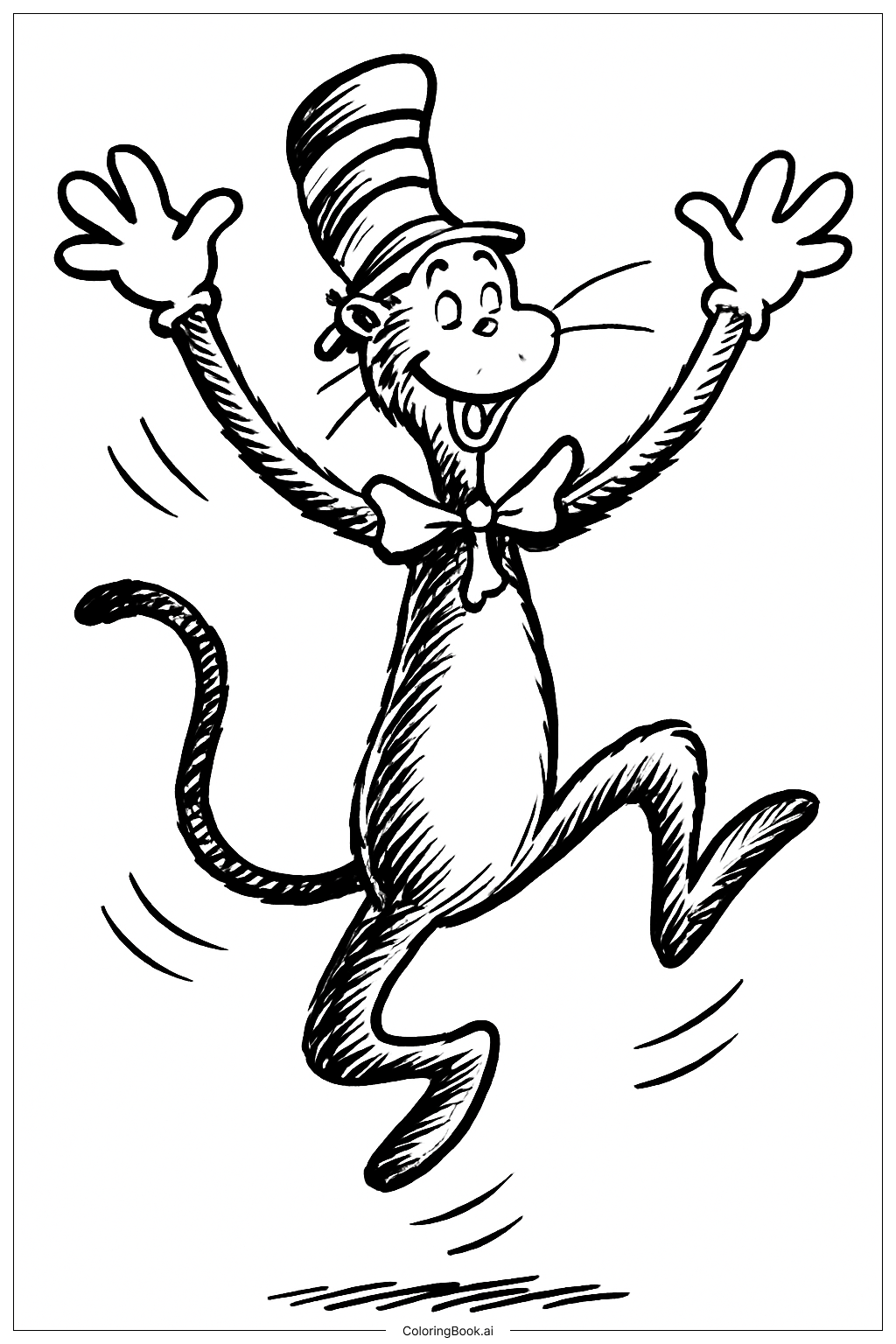  Cat In The Hat Jumping Coloring Page 