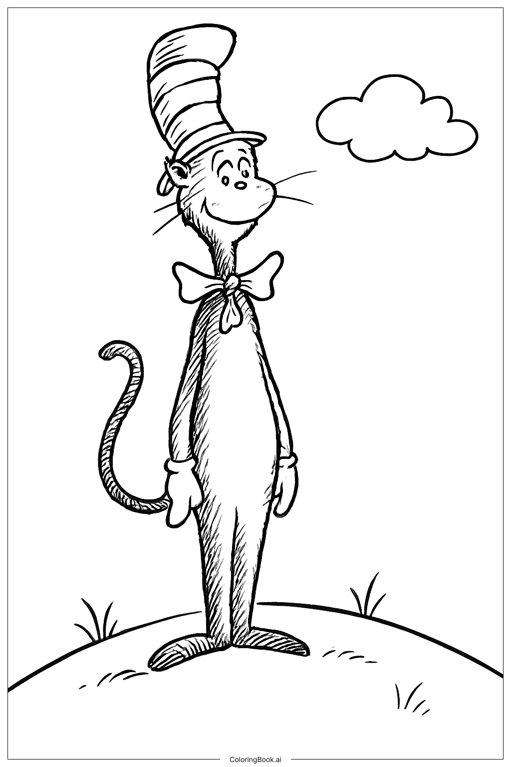  Cat In The Hat On Hill Coloring Page 