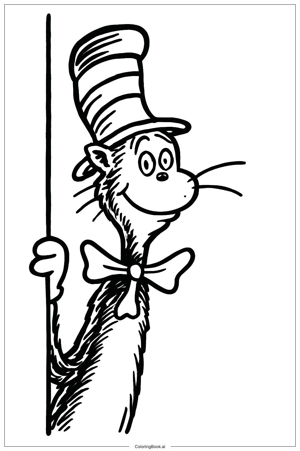  Cat In The Hat Peeking Coloring Page 