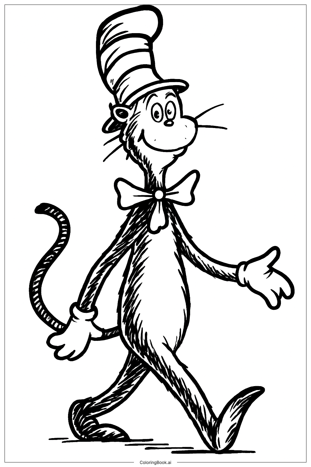  Cat In The Hat Walking Coloring Page 