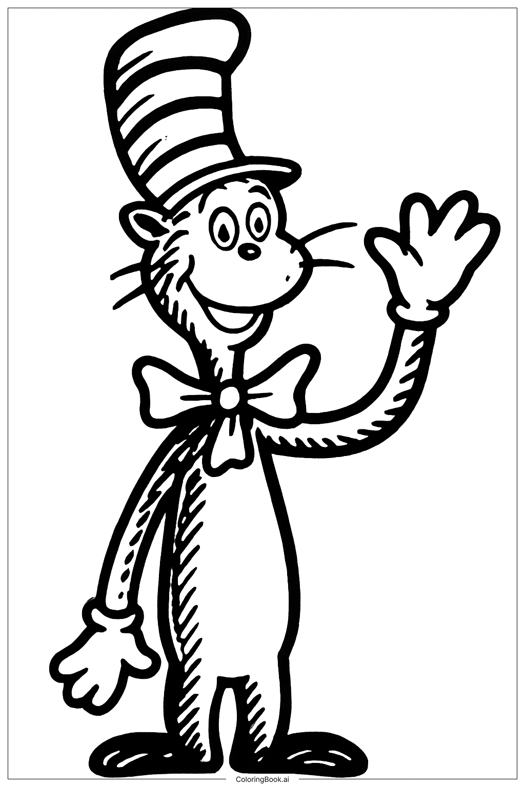  Cat In The Hat Waving Coloring Page 