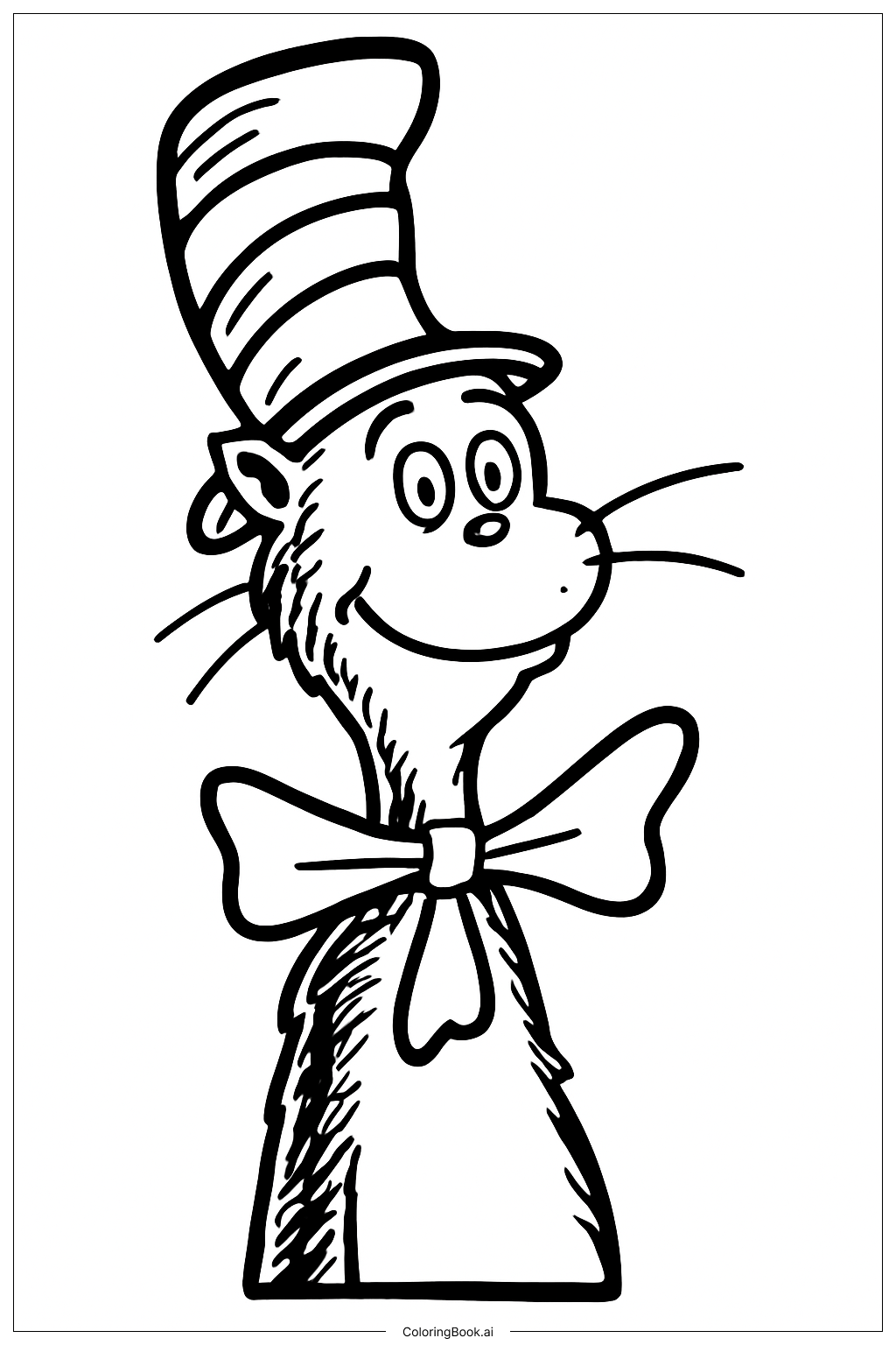  Cat In The Hat With Bow Coloring Page 