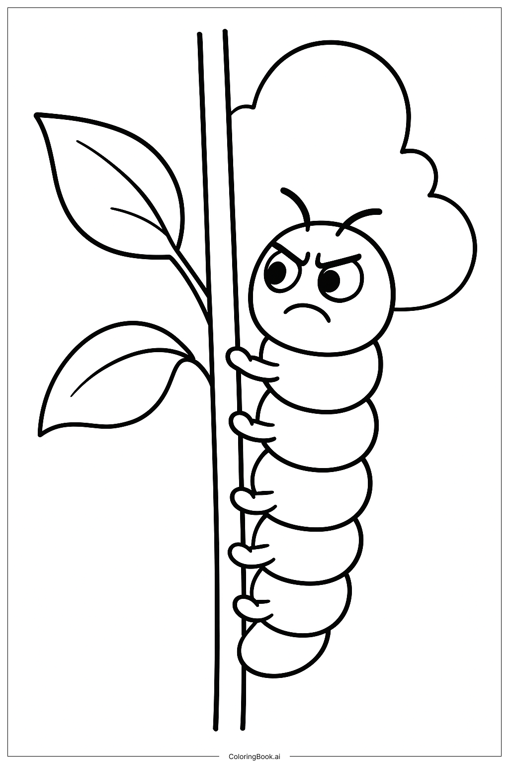  Página para colorear de Oruga Subiendo el Tallo 