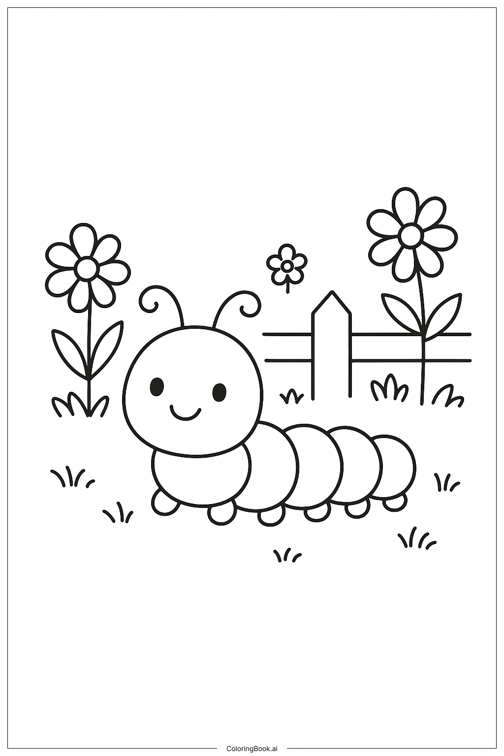 花園裡的毛毛蟲著色頁 