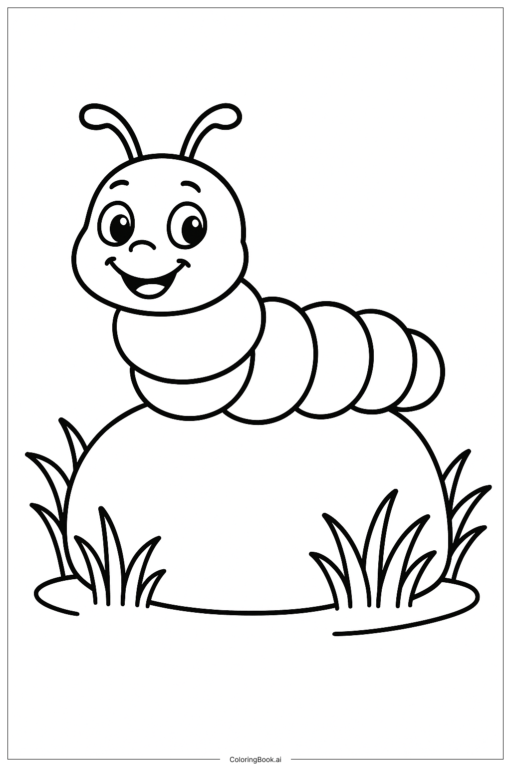 石頭上的毛毛蟲著色頁