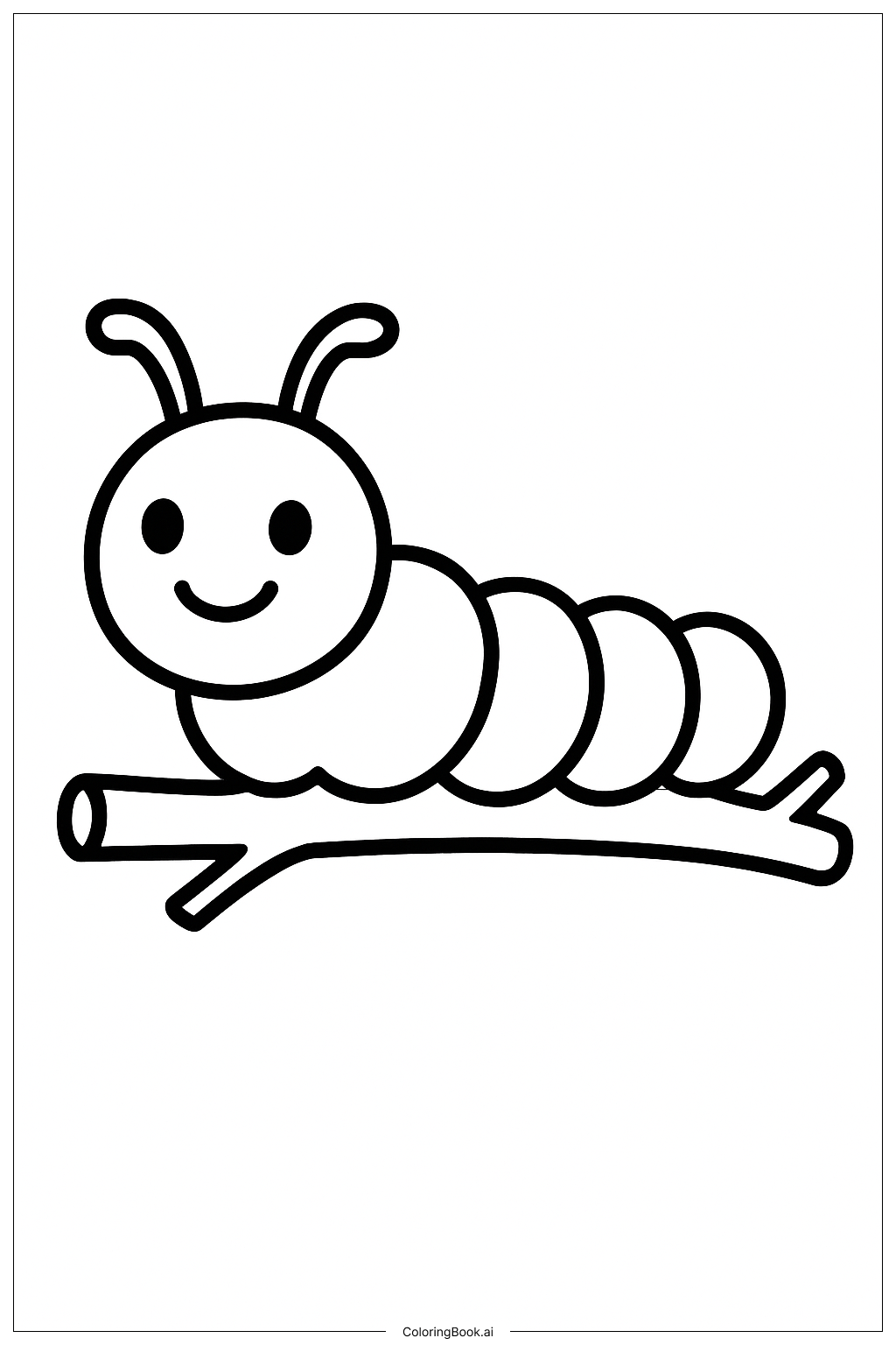  樹枝上的毛毛蟲著色頁 