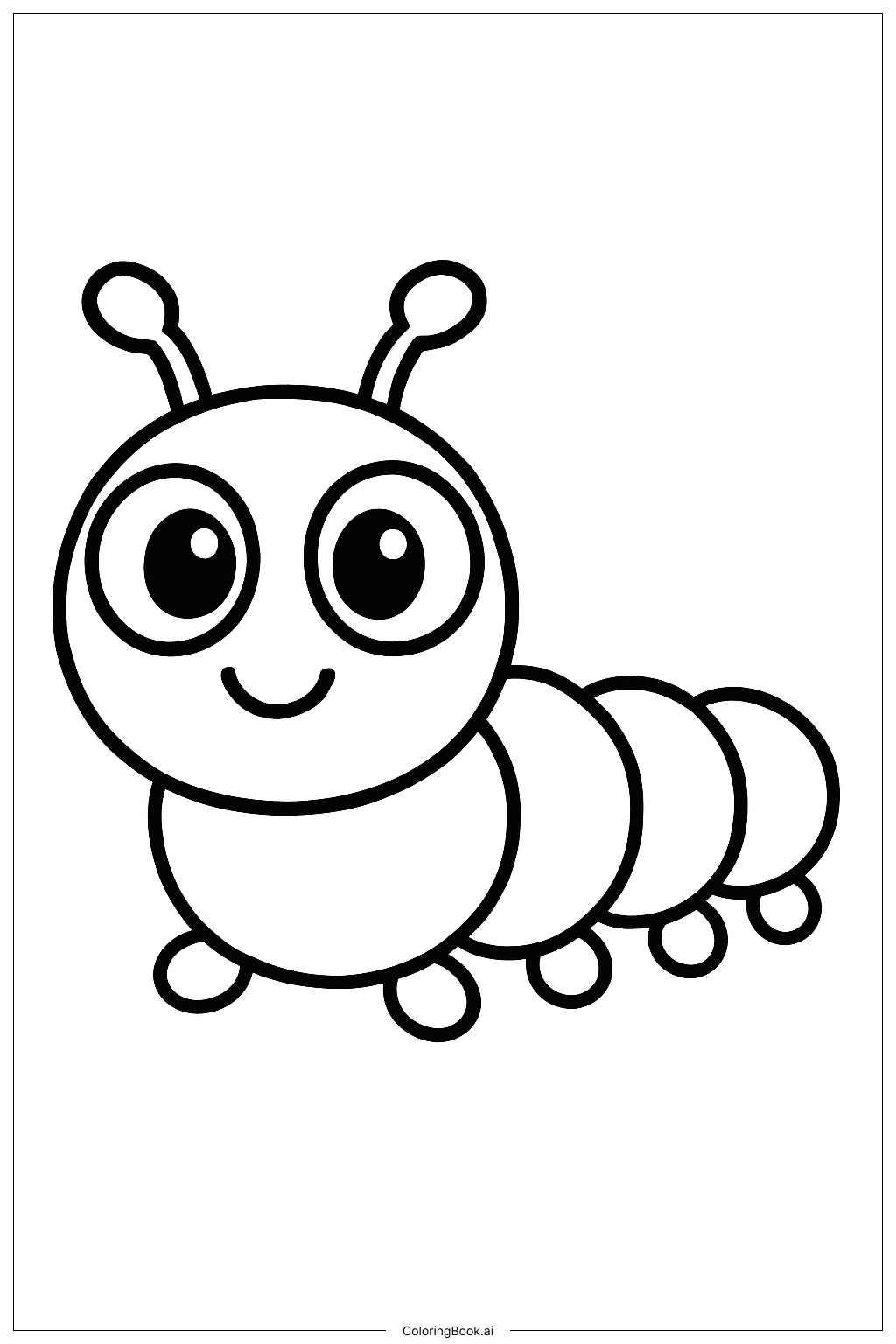  큰 눈을 가진 애벌레 색칠공부 페이지 