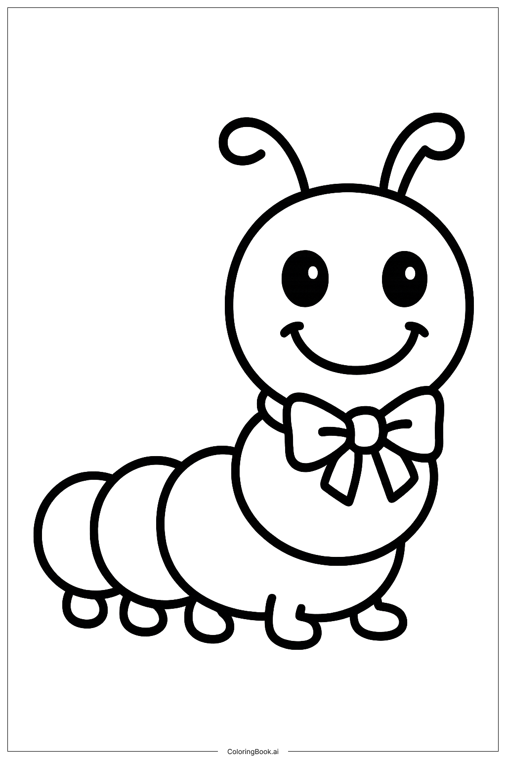  리본을 한 애벌레 색칠공부 페이지 