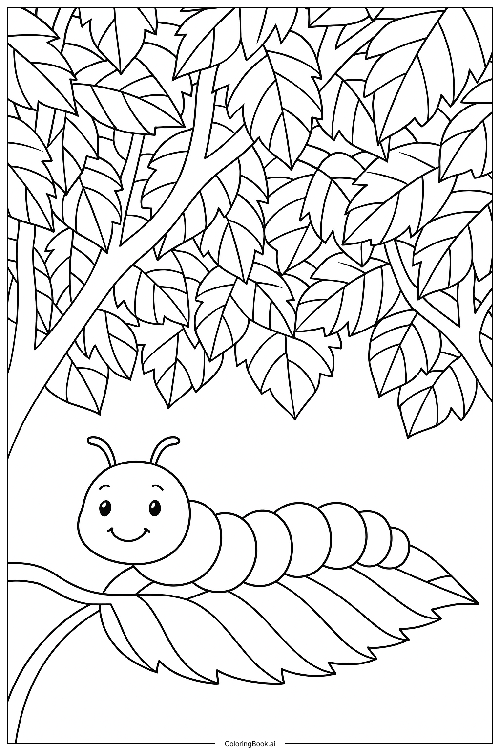 Trang tô màu Sâu đo với tán rừng