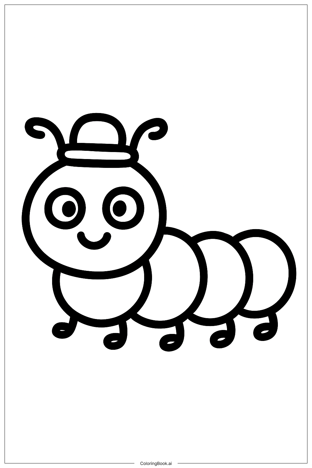  戴帽毛毛蟲著色頁 