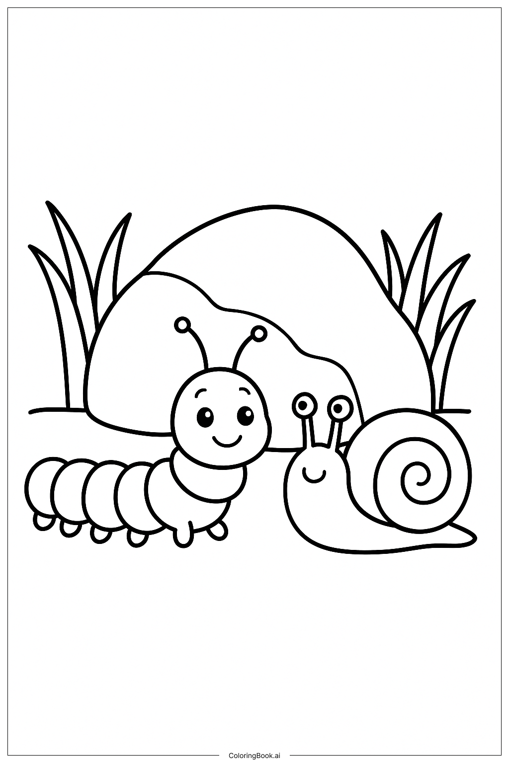  毛毛蟲和蝸牛朋友著色頁 