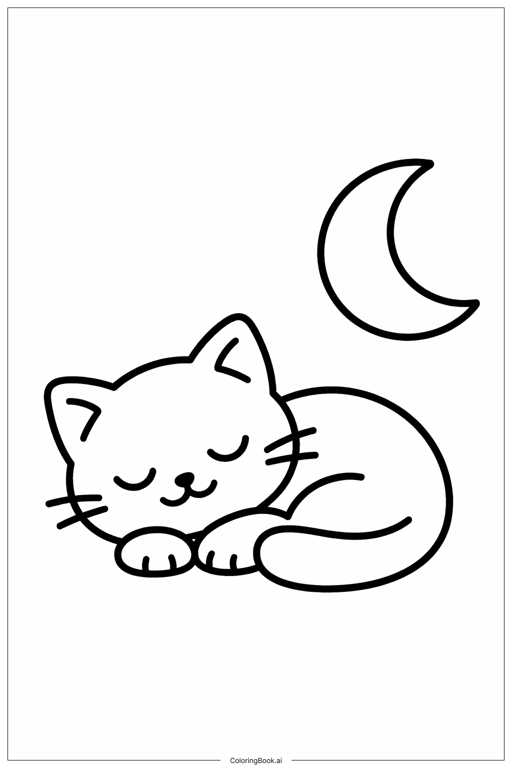  月下小憩的猫咪填色页 