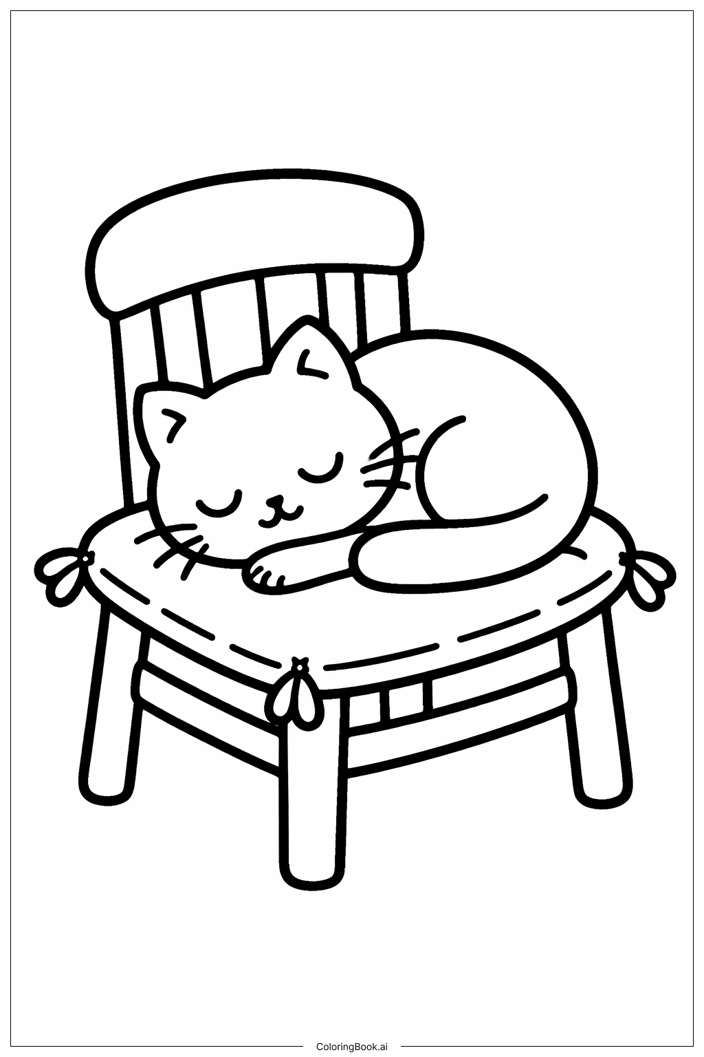  椅子上的猫咪小憩填色页 