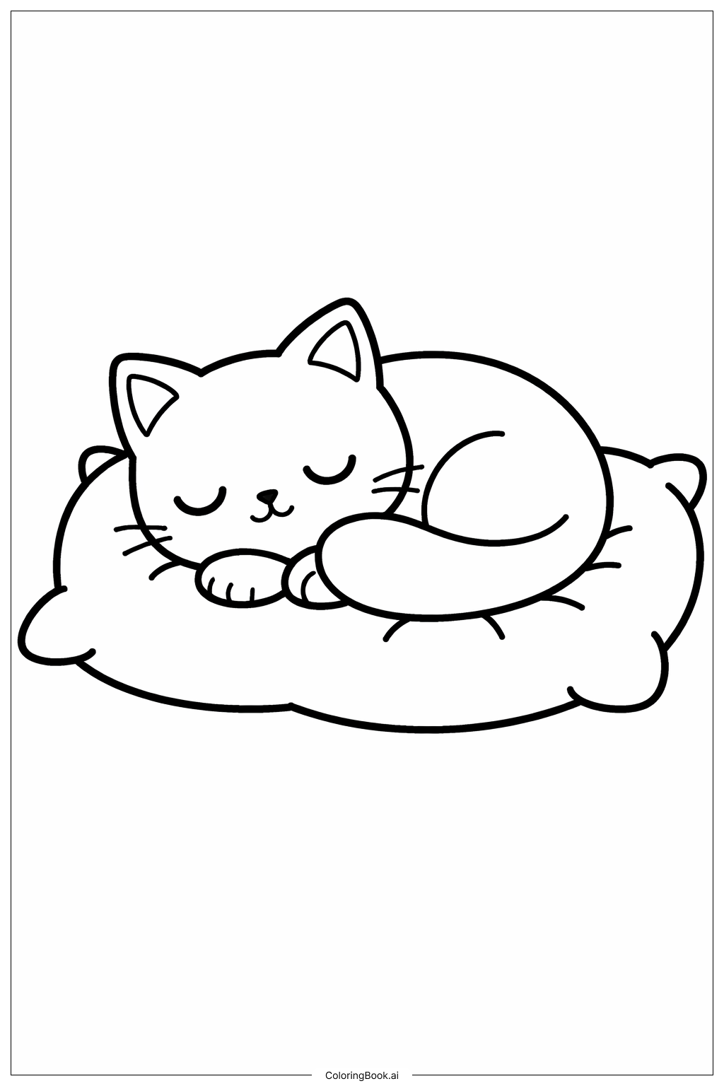  枕头上的小憩填色页 