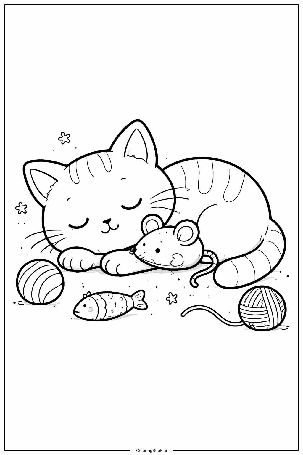  玩具老鼠小憩填色页 