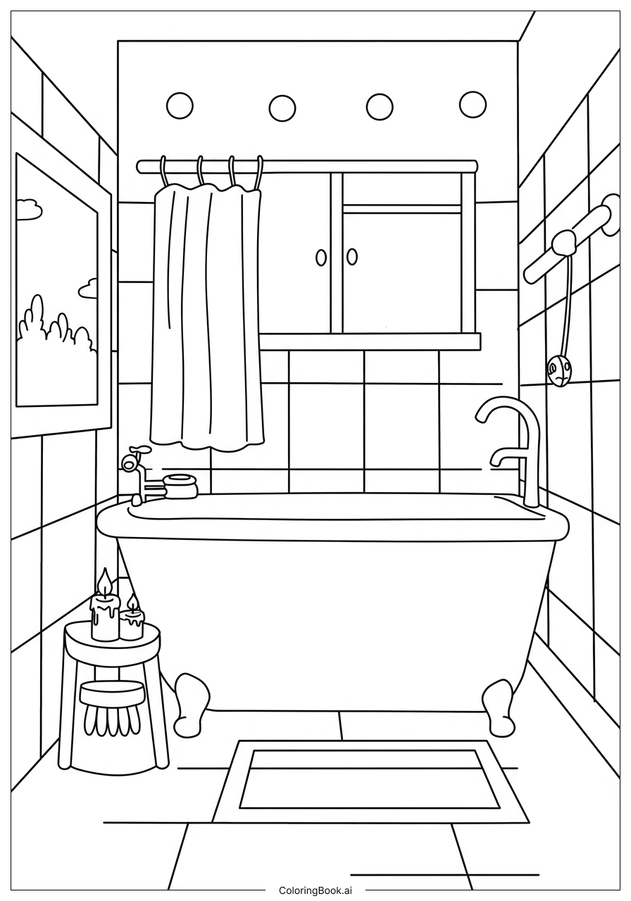 Página para colorear Baño cómodo (Descarga gratuita en PDF \u0026 PNG), image size:896x1280