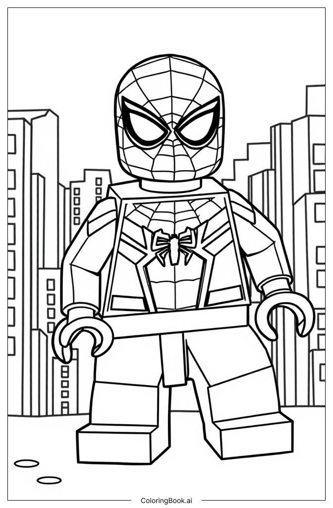  Página para colorear de LEGO Spider-Man 