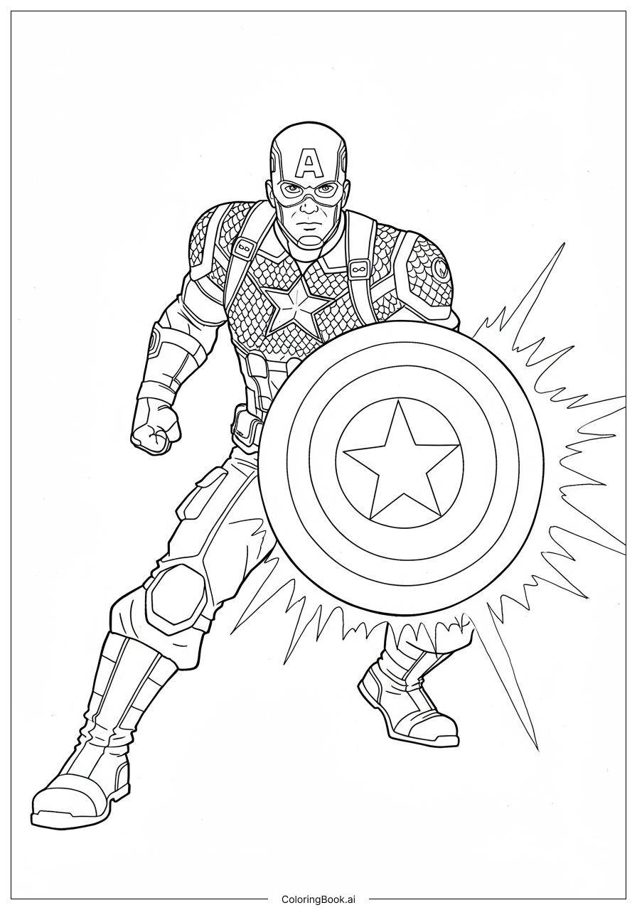  Captain America Schild Energiestrahlung Ausmalseite 