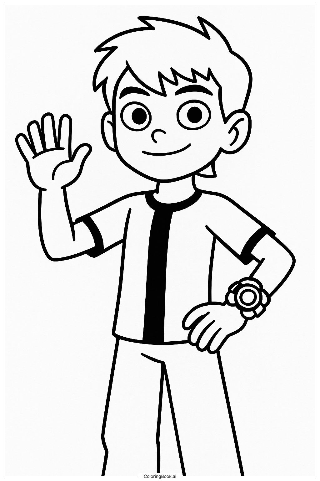 Ben 10 揮手打招呼著色頁