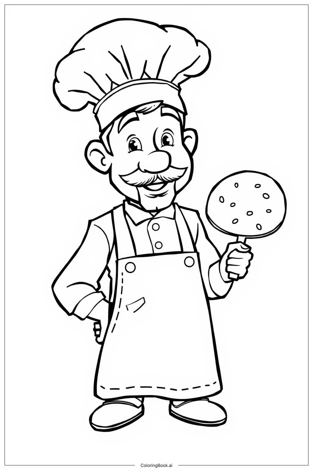  Pizza Chef with Hat-2 Coloring Page 