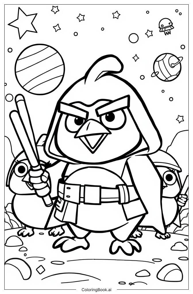  Página para colorir de Angry Birds Star Wars 