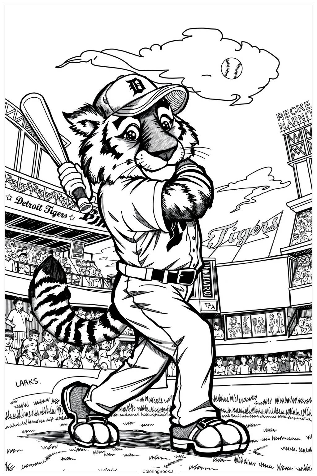  Página para colorir de Espírito do Detroit Tigers 