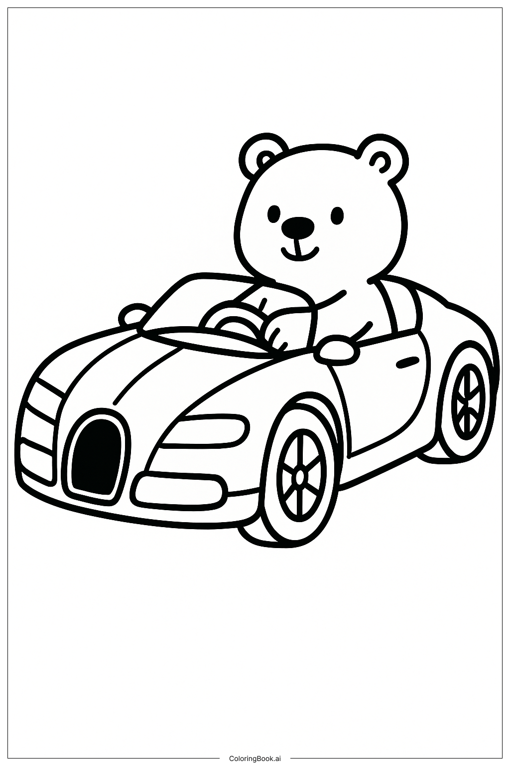  A Bear Driving A Bugatti Coloring Page 