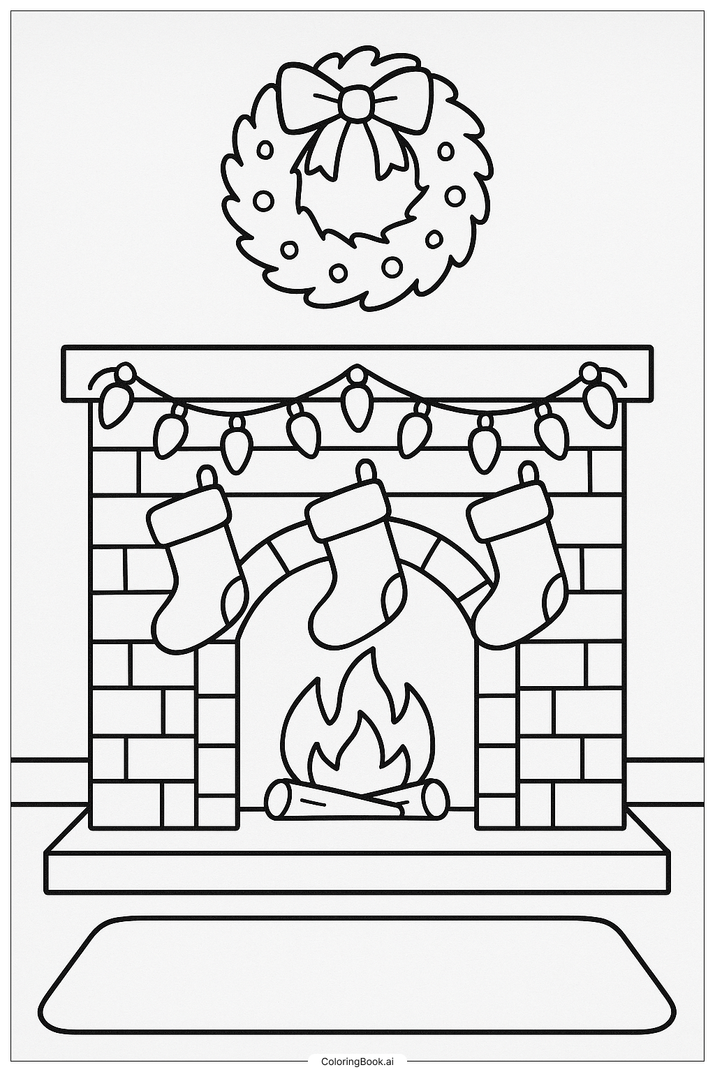  크리스마스 전구 장식 벽난로 색칠공부 페이지 