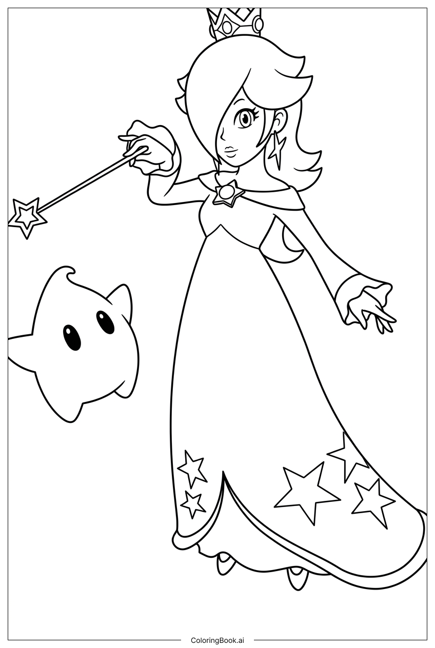  星のロゼリーナがルーマを導くの塗り絵ページ 