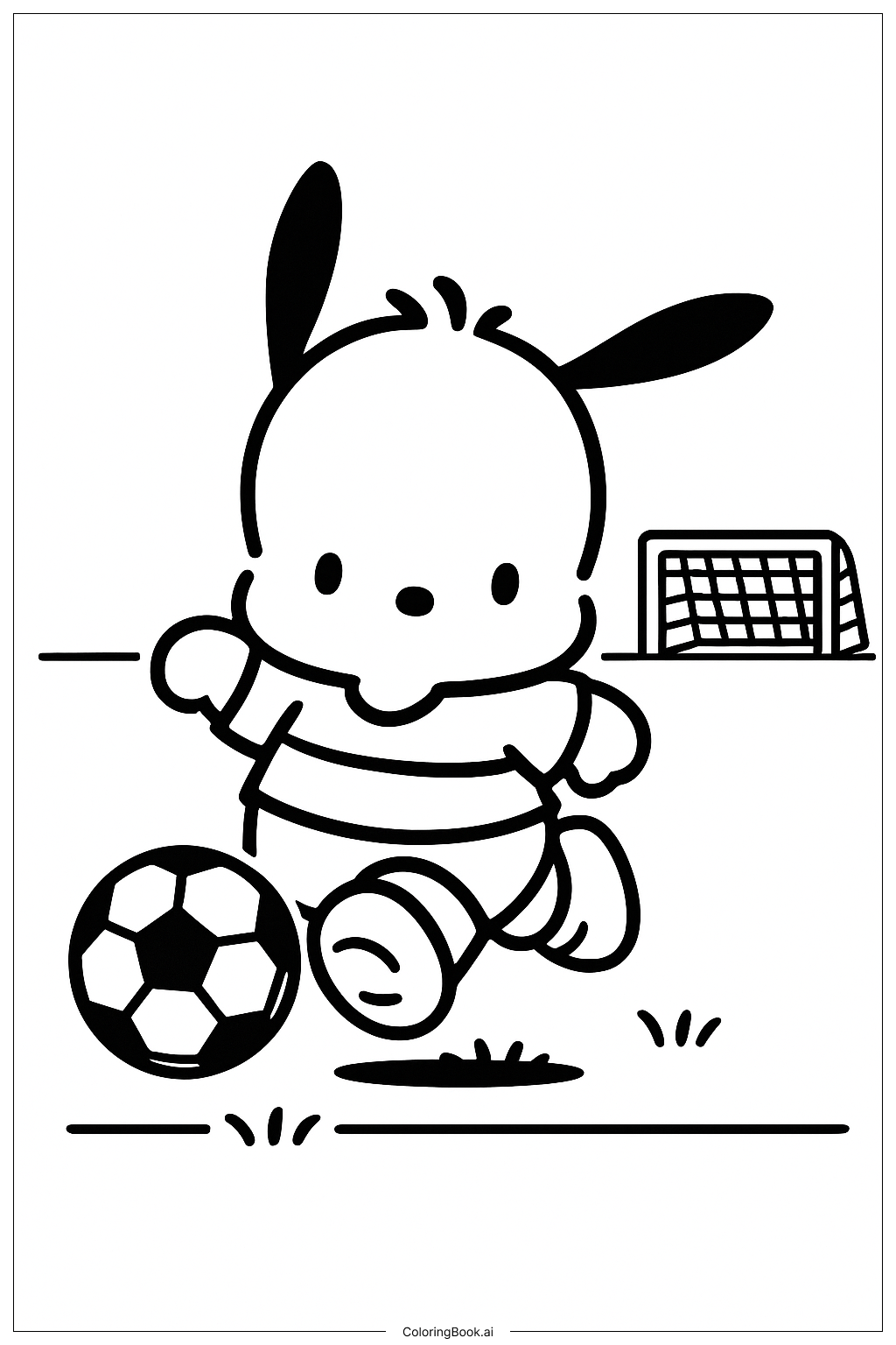 Pochacco Playing Soccer Coloring Page