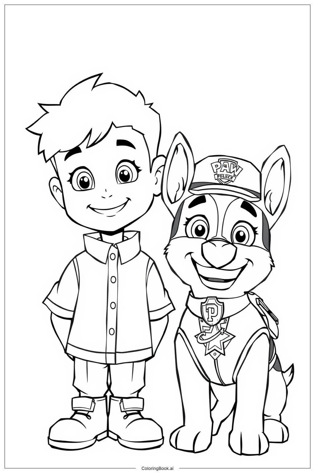  Página para colorear de Misión de Rescate de Paw Patrol en la Ciudad 