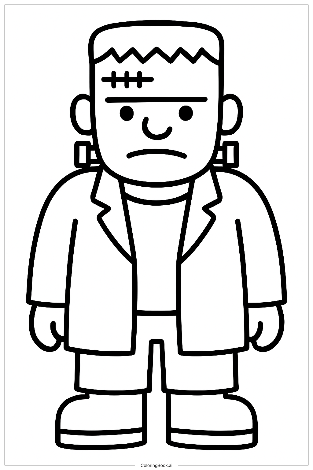  Frankenstein in einer großen Jacke Ausmalseite 