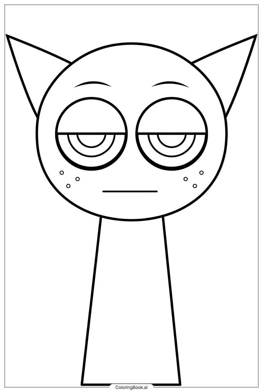 Page de coloriage Gardien Sprunki aux Oreilles de Chat Très Endormi