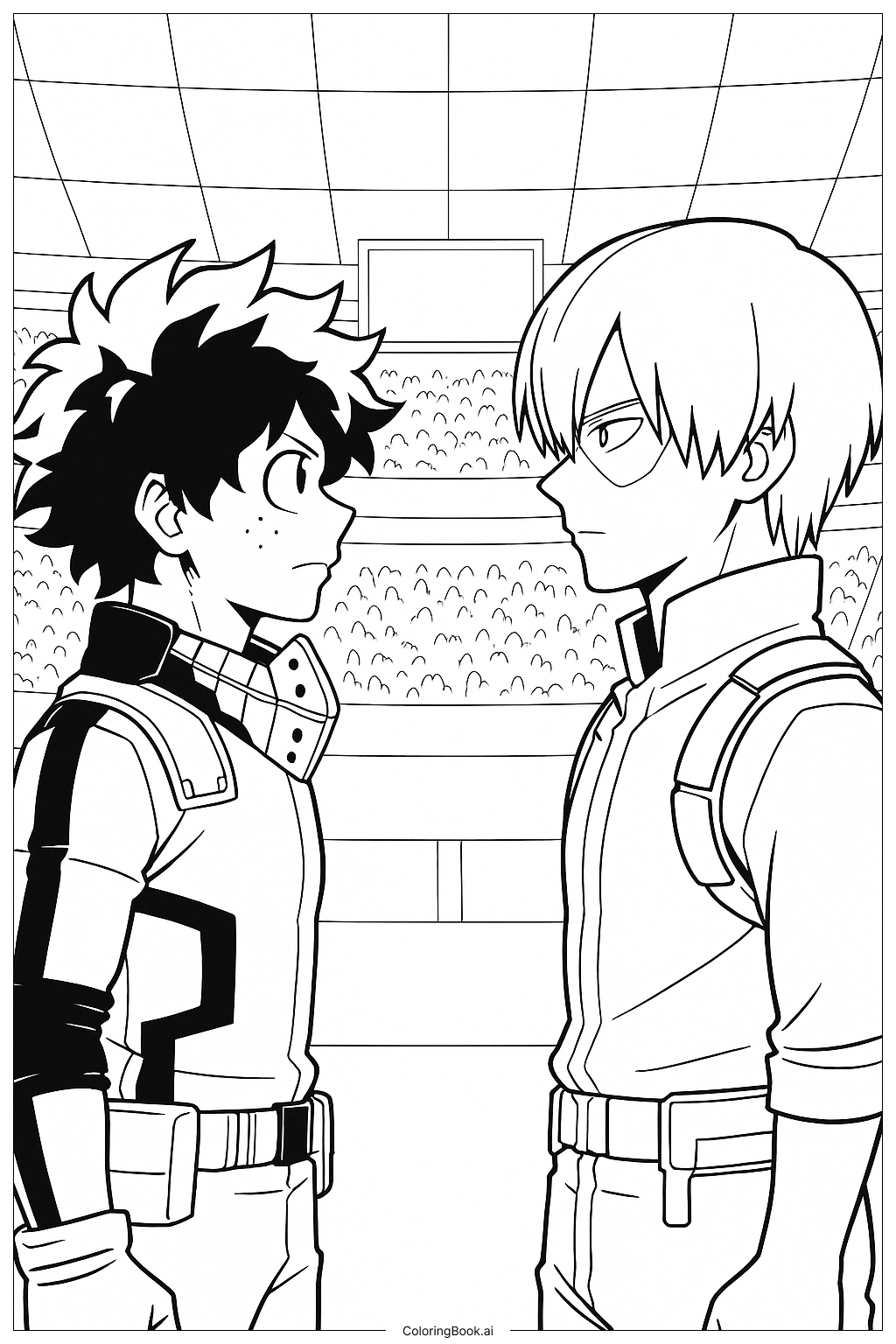  My Hero Academia Deku Vs Todoroki At Sports Festival Coloring Page 