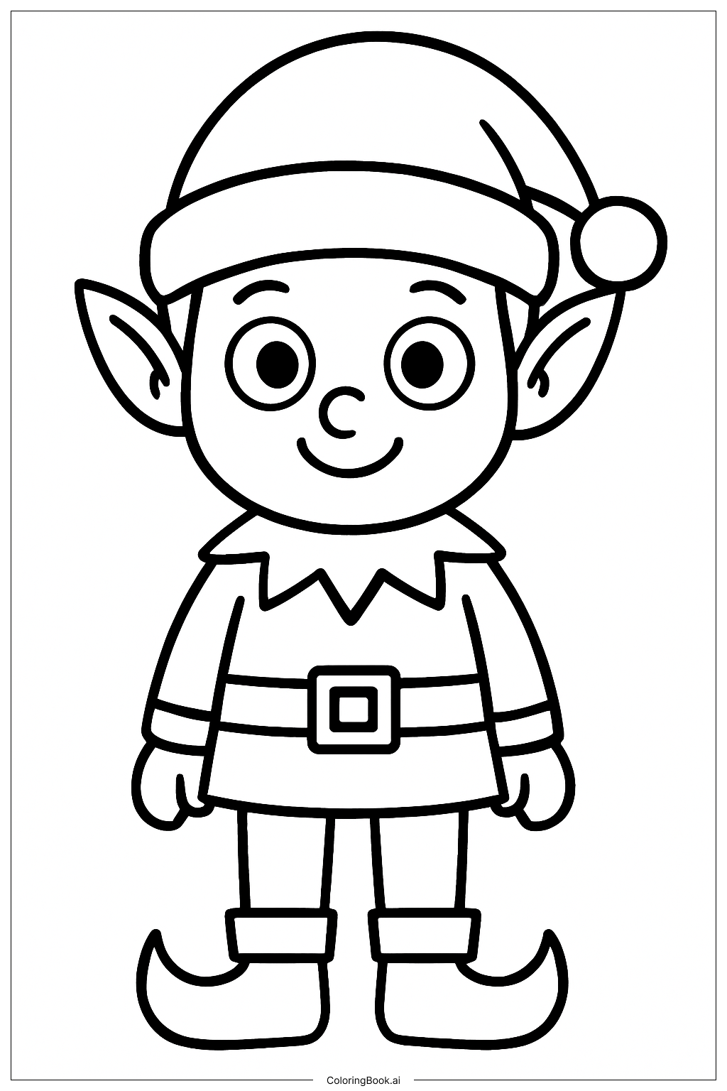  Simple Christmas Elf Drawing填色页 