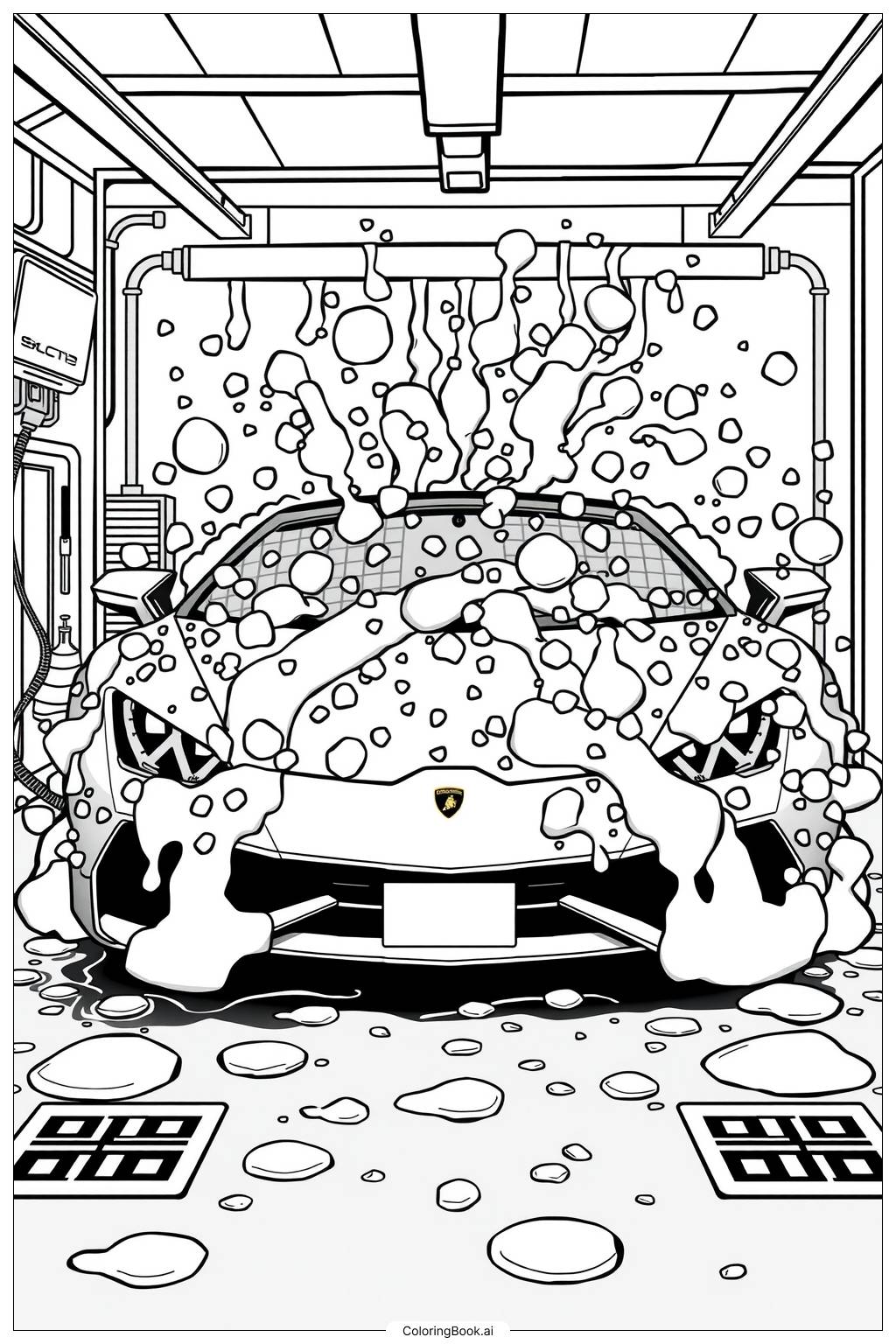  Página para colorear de Lamborghini Car Wash Day-2 