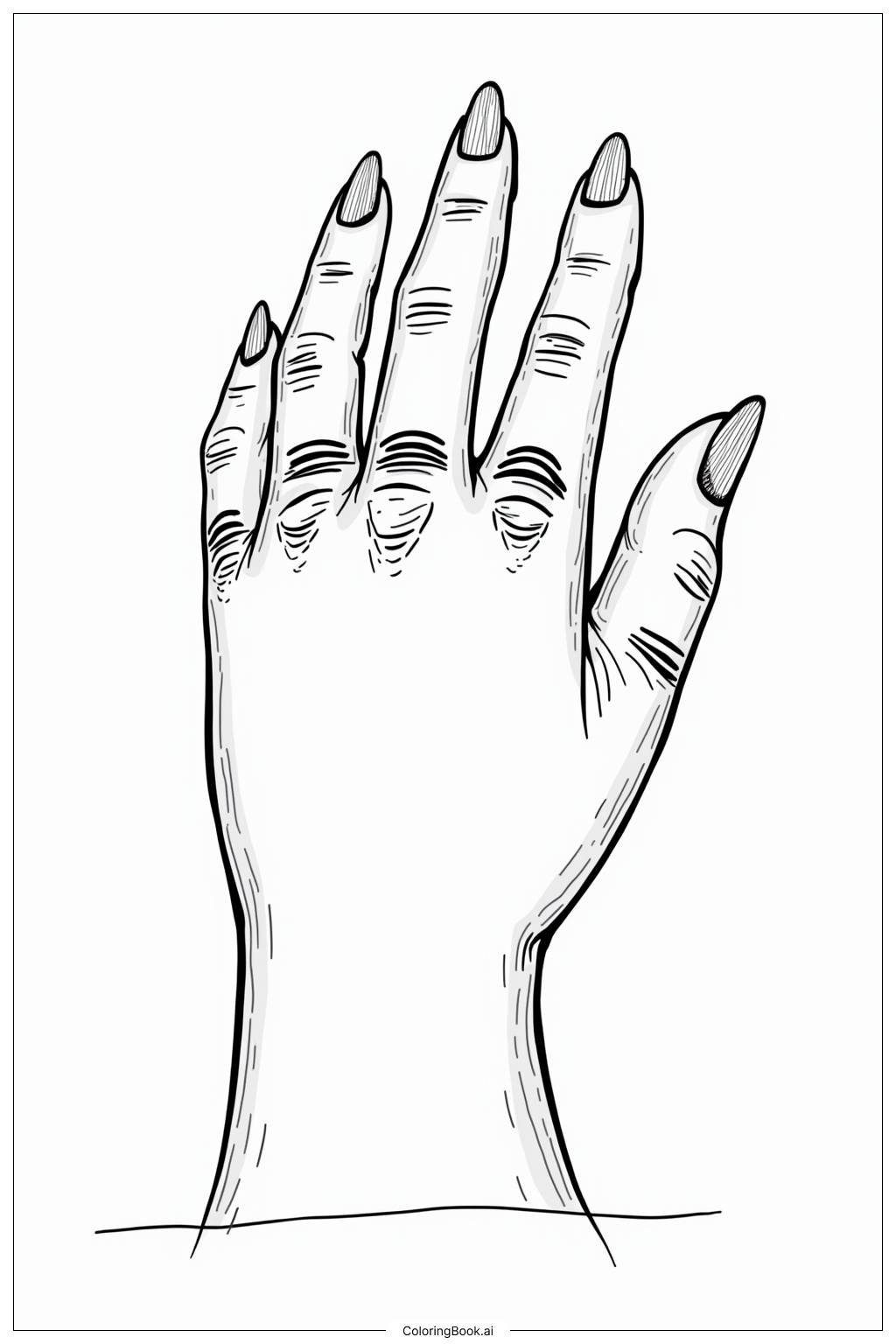  Long Nails Showcasing Marble Effects Coloring Page 