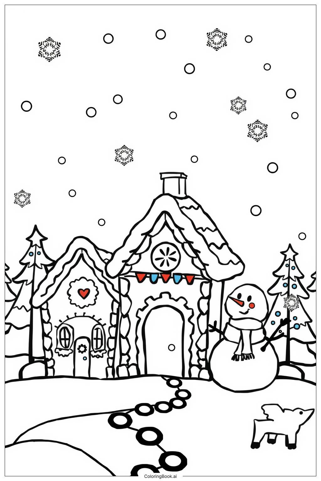  Gingerbread House Winter Wonderland Coloring Page 