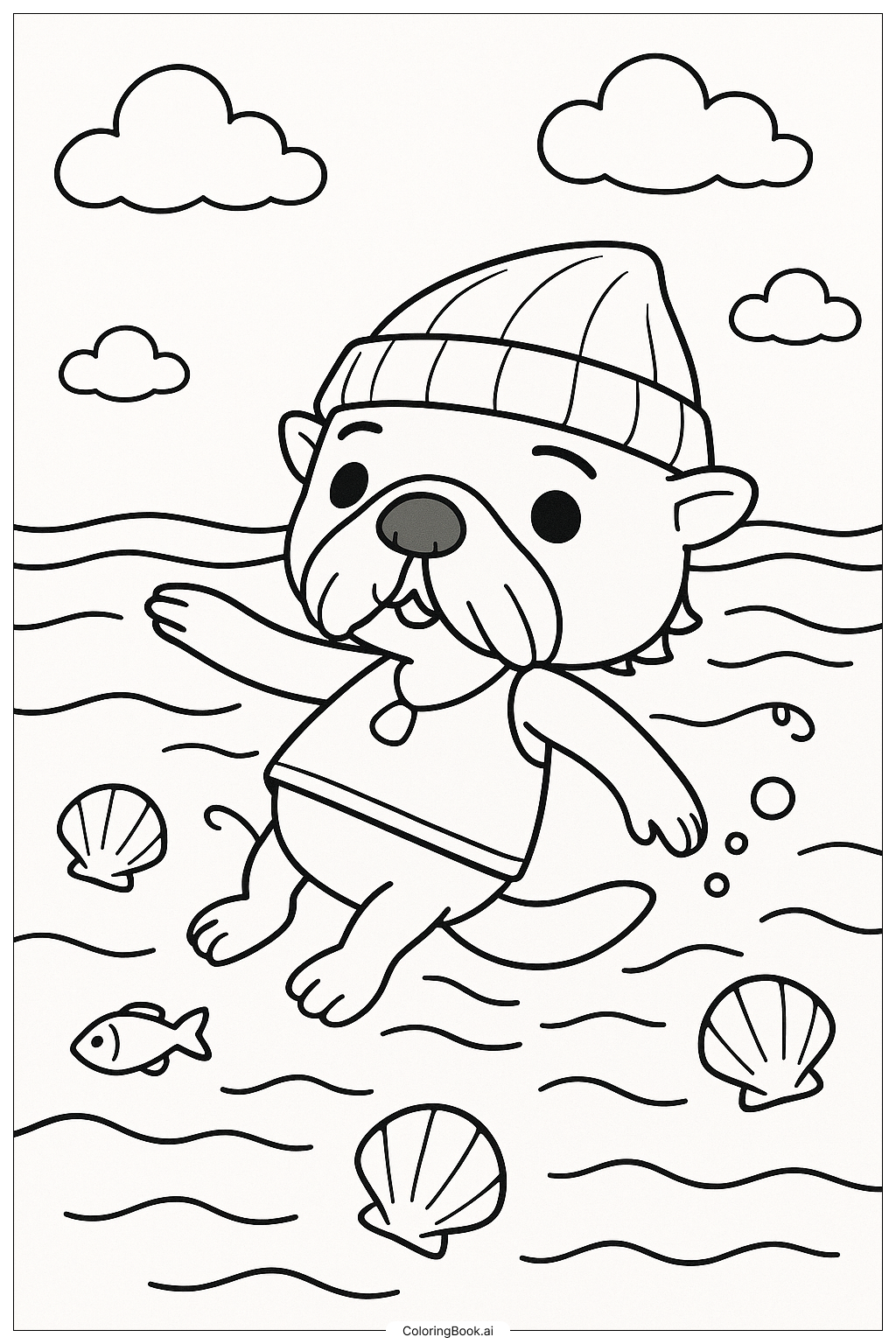  Pascal der Otter im Animal Crossing Ozean Ausmalseite 