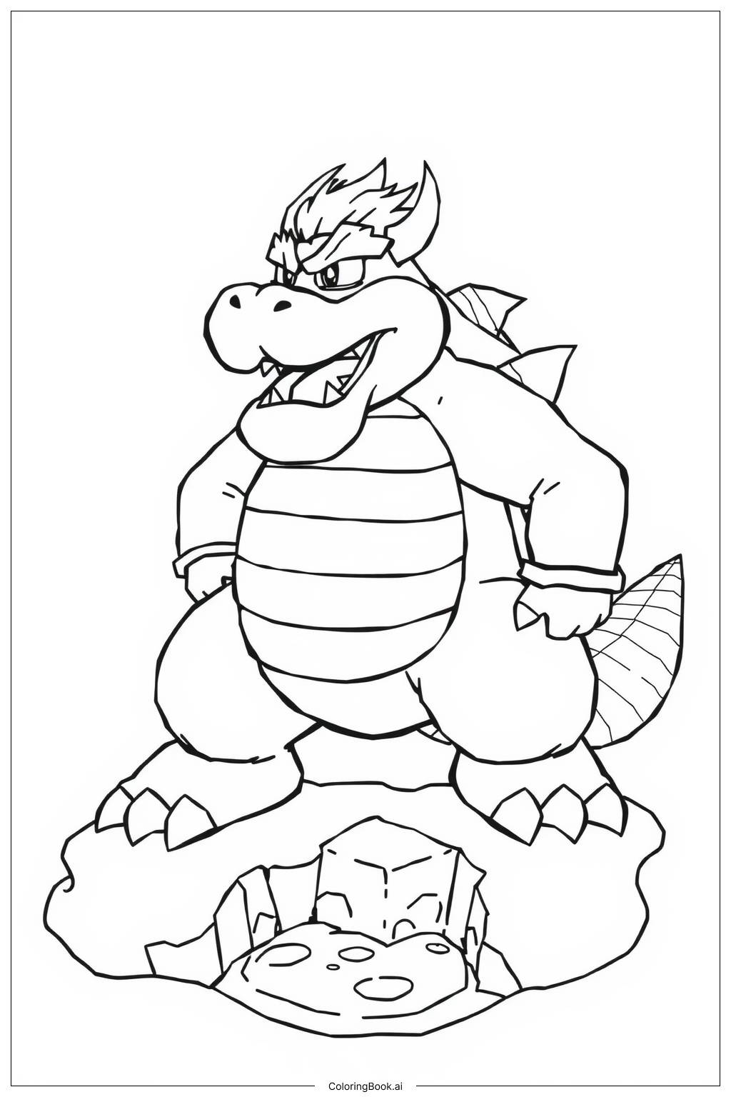  Página para colorir de Bowser na Fenda de Lava 