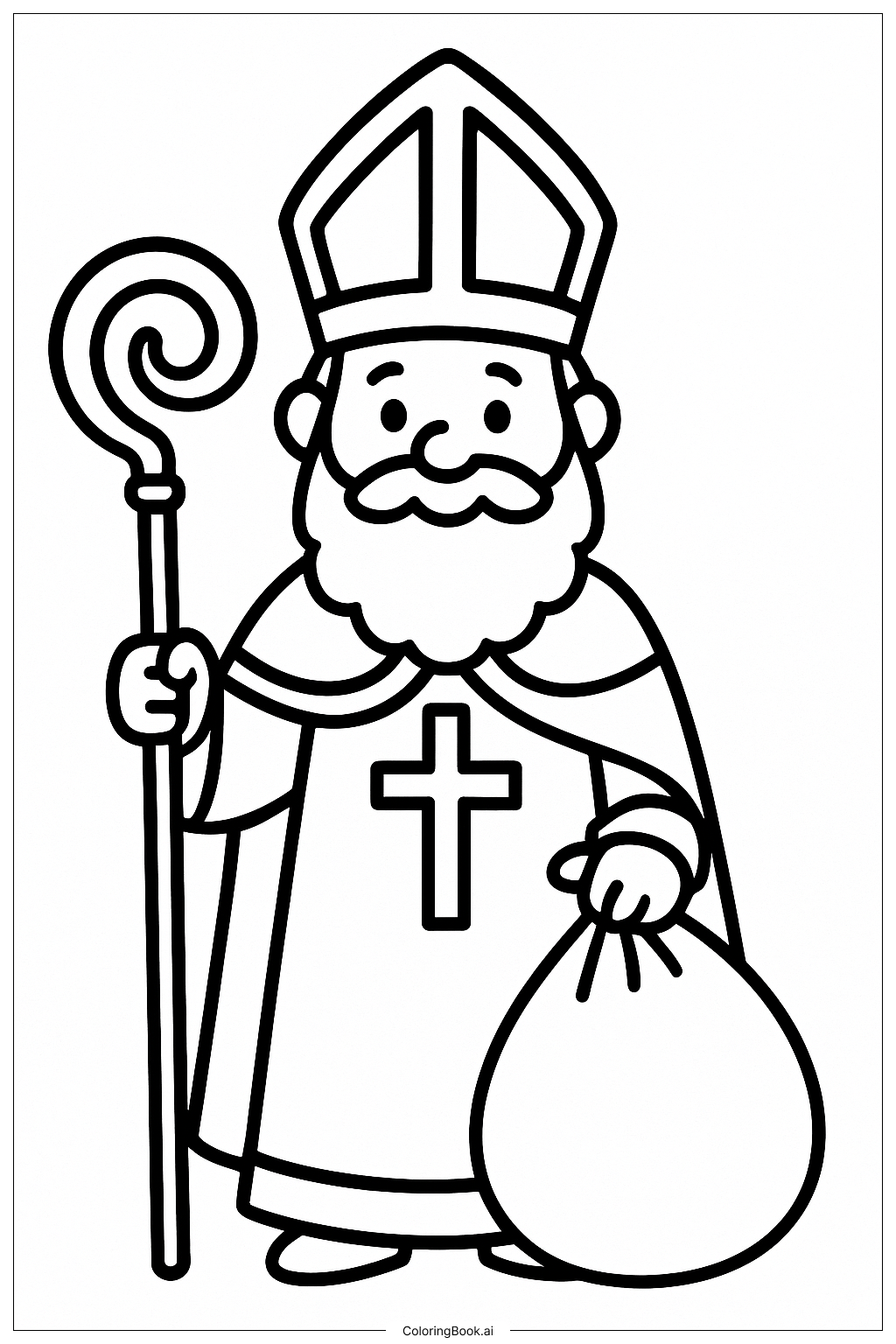 행복한 성 니콜라스 색칠공부 페이지