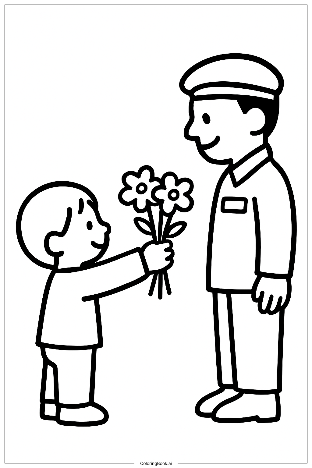  孩子在老兵节献花填色页 