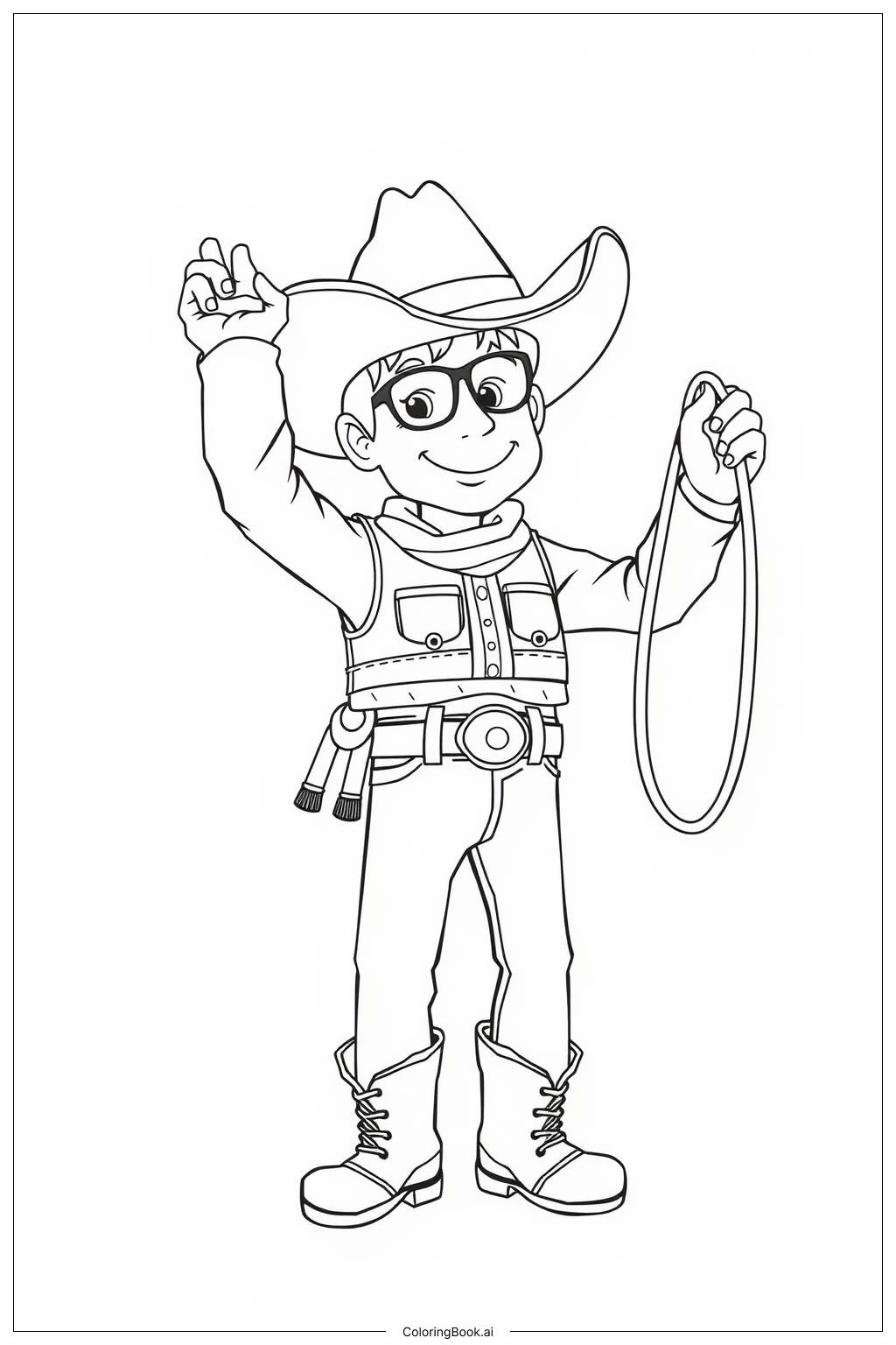  Cowboy at a rodeo, showcasing skills Coloring Page 