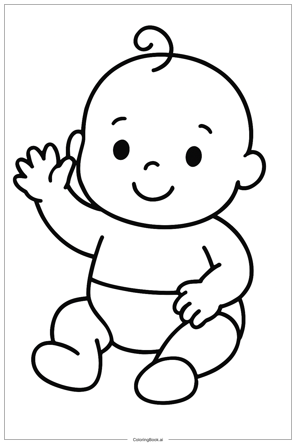  Baby Waving Hello Coloring Page 