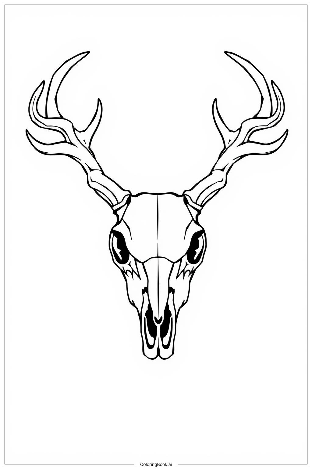  Detailed Deer Skull Coloring Page 