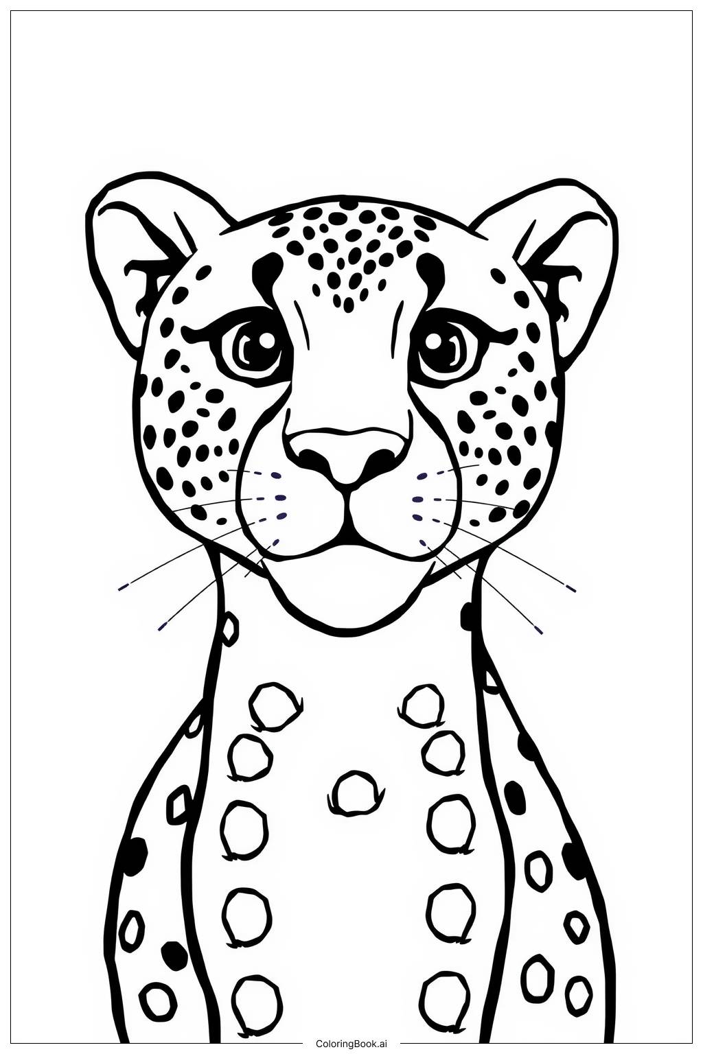  Page de coloriage portrait réaliste de guépard 