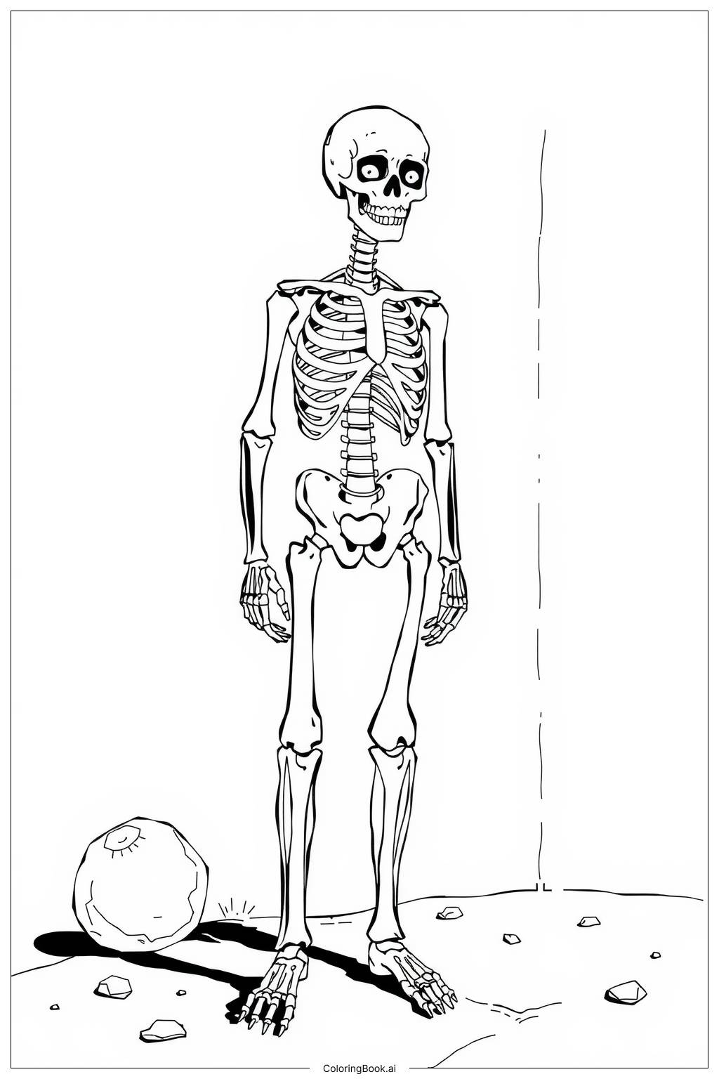  スケルトンの印刷可能な簡単2の塗り絵ページ 