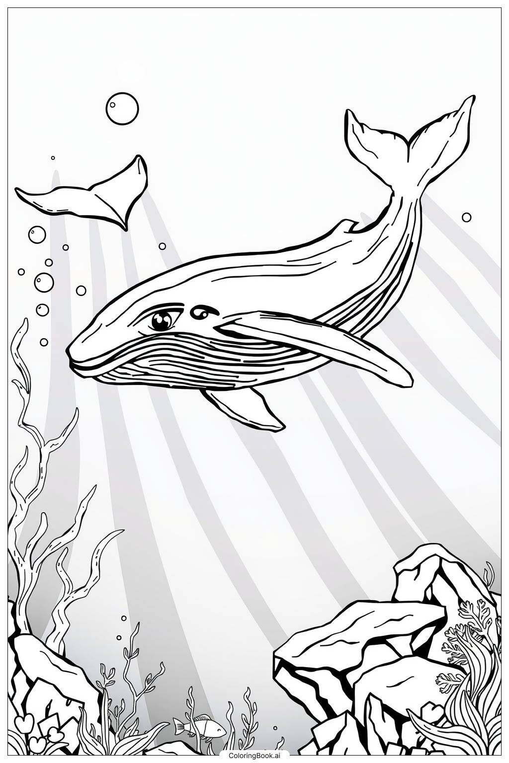  Page de coloriage Baleine Plongeant Profond-2 